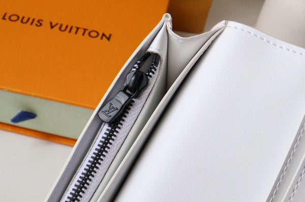 LV Brazza Wallet White Black Monogram Cowhide 248062