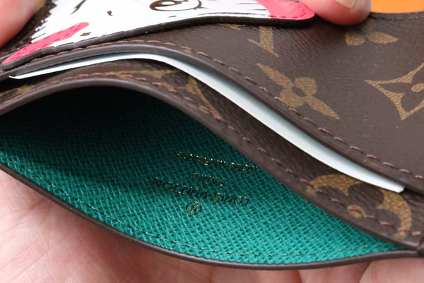 Porta carte di credito LV x SY Horse in tela monogramma marrone verde 204656