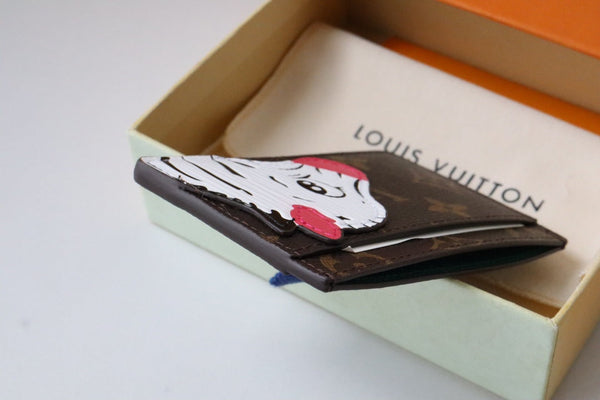 Porta carte di credito LV x SY Horse in tela monogramma marrone verde 204656