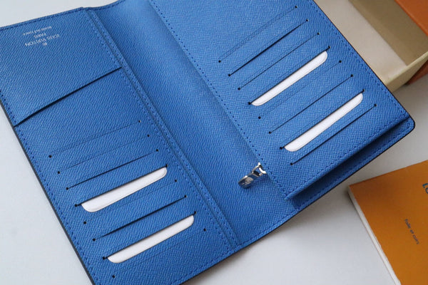 LV M11580 Brazza Wallet Gray Blue Cowhile 224132