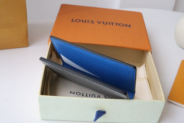 LV M11581 Pocket Organizer Gray Blue Cowhile 224134