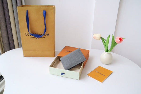 LV M11581 Pocket Organizer Gray Blue Cowhile 224134