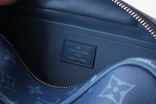 LV Locker Dopp Kit Khaki Blue Monogram Canvas 224139