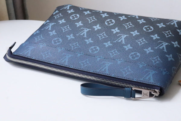 LV Pochette Voyage Souple Khaki Blue Monogram Canvas 224142