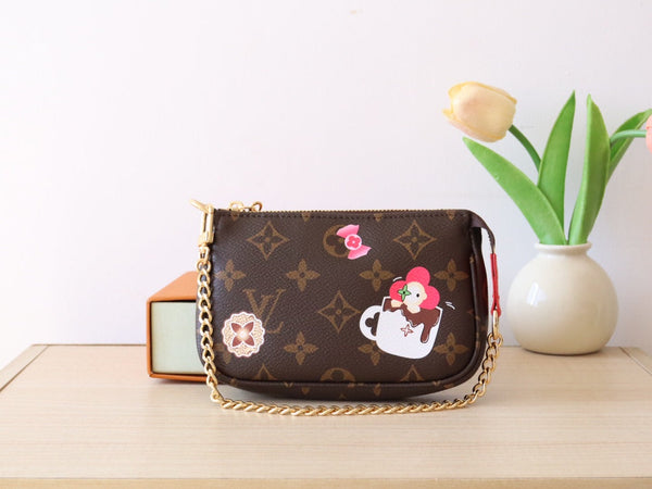LV M12205 Mini Pochette Accessoires Candy Red Monogram Canvas 224255