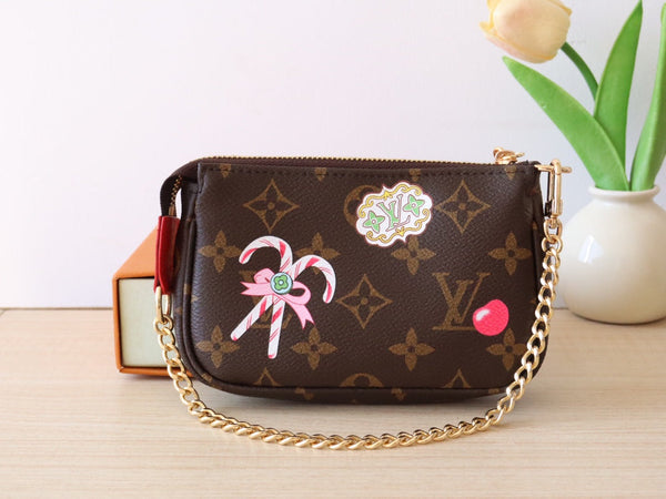 LV M12205 Mini Pochette Accessoires Candy Red Monogram Canvas 224255