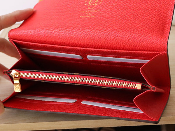 LV M12207 Sarah Wallet Candy Red Monogram Canvas 224256