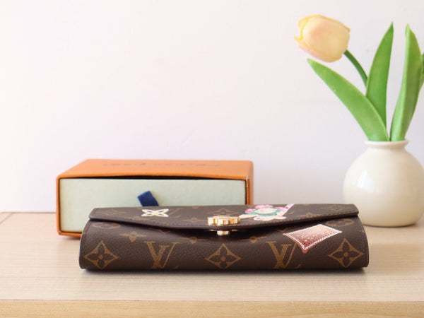 LV M12207 Sarah Wallet Candy Red Monogram Canvas 224256