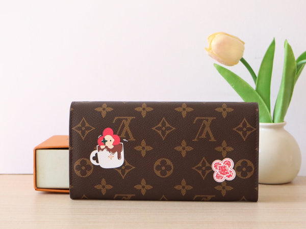 LV M12207 Sarah Wallet Candy Red Monogram Canvas 224256