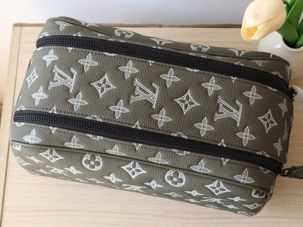 LV Dopp Kit Toiletry Bag Anthracite Grey Monogram Cowhide 224279