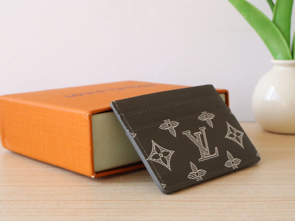 LV Double Card Holder Anthracite Grey Monogram Cowhide 224280