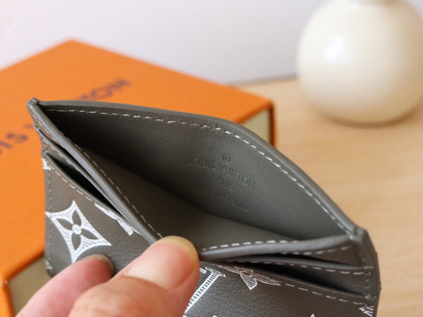 LV Double Card Holder Anthracite Grey Monogram Cowhide 224280