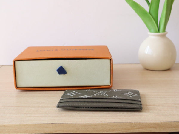 LV Double Card Holder Anthracite Grey Monogram Cowhide 224280