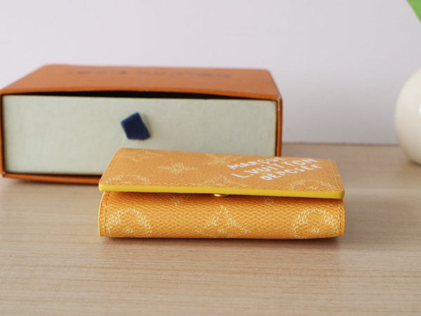 LV Envelope Business Card Holder Yellow Monogram Heritage Canvas 224170