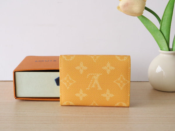 LV Envelope Business Card Holder Yellow Monogram Heritage Canvas 224170