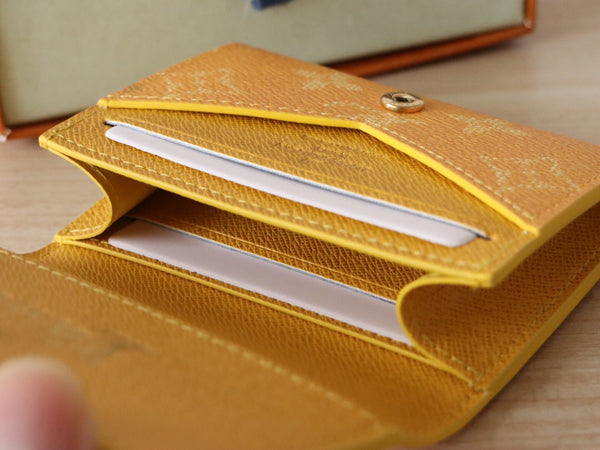 LV Envelope Business Card Holder Yellow Monogram Heritage Canvas 224170