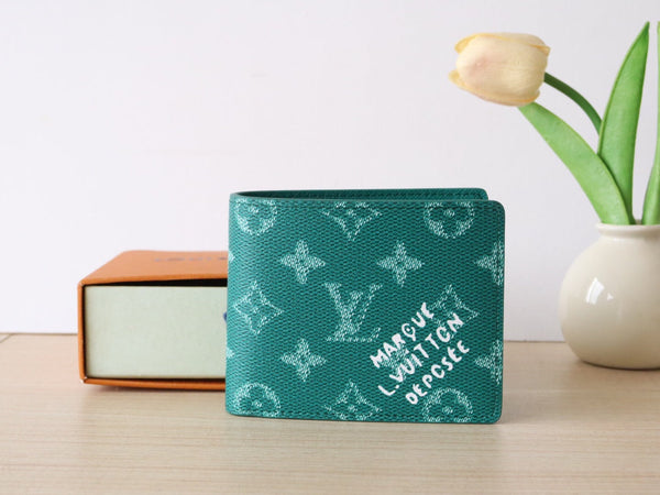 LV Multiple Wallet Green Monogram Heritage Canvas 224165