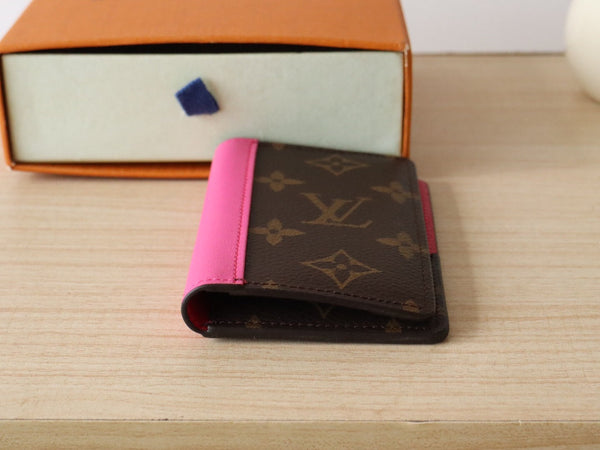 LV Pocket Card Holder Wallet Pink Monogram Canvas & Cowhide 224112