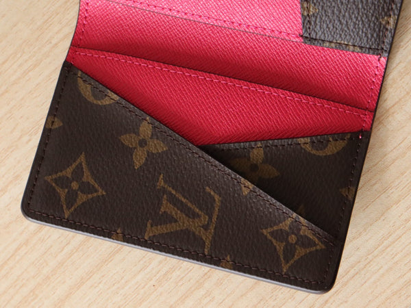 LV Pocket Card Holder Wallet Pink Monogram Canvas & Cowhide 224112