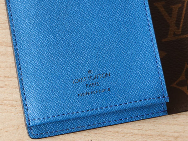 LV M81538 Brazza Wallet Blue Monogram Canvas & Calfskin 224094