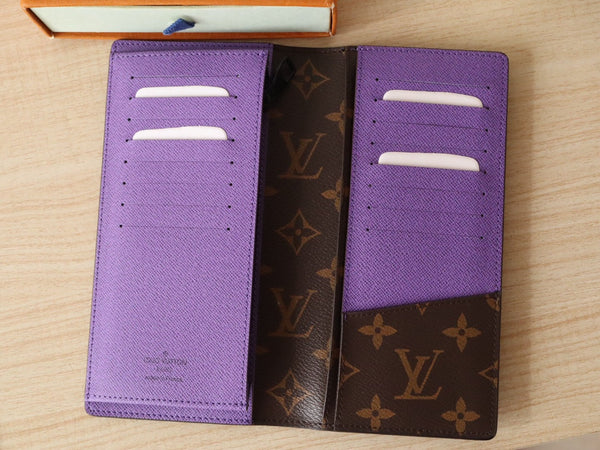 LV M81538 Brazza Wallet Purple Monogram Canvas & Calfskin 224095