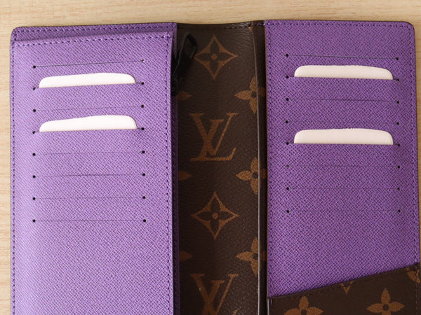LV M81538 Brazza Wallet Purple Monogram Canvas & Calfskin 224095