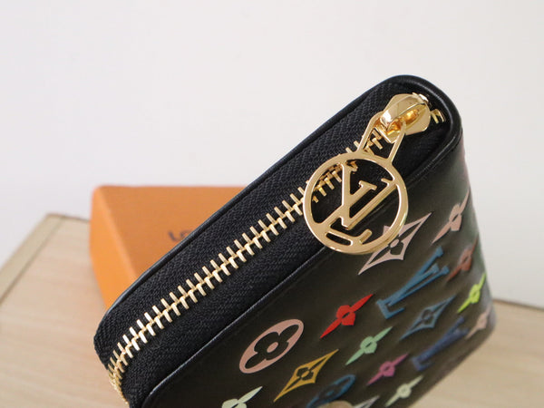 LV × TM Zippy Wallet 19.5cm Multicolor Monogram Embossed Lambskin GHW