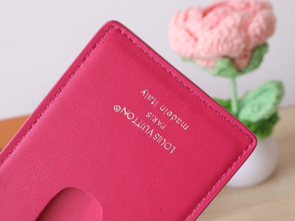 LV Porte-Cartes Magnet Brown Pink Monogram Canvas & Cowhide