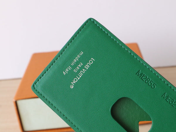 LV Porte-Cartes Magnet Brown Green Monogram Canvas & Cowhide