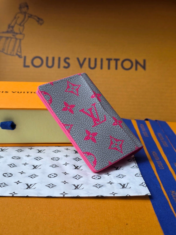 LV M15027 Pocket Organizer Pink Gray Monogram Glow Canvas & Cowhide