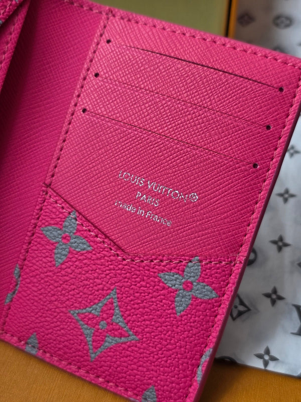 LV M15027 Pocket Organizer Pink Gray Monogram Glow Canvas & Cowhide