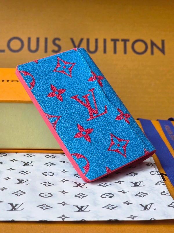 LV M14767 Pocket Organizer Blue Red Monogram Glow Canvas & Cowhide