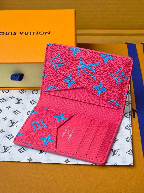 LV M14767 Pocket Organizer Blue Red Monogram Glow Canvas & Cowhide