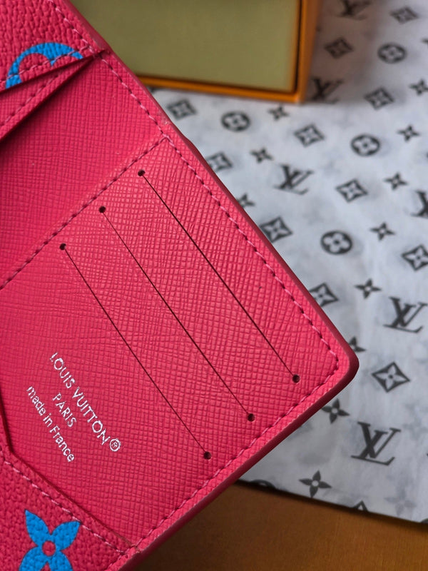 LV M14767 Pocket Organizer Blue Red Monogram Glow Canvas & Cowhide