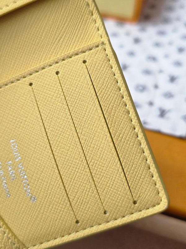 LV M14769 Pocket Organizer Gray Yellow Monogram Glow Canvas & Cowhide