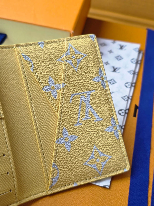 LV M14769 Pocket Organizer Gray Yellow Monogram Glow Canvas & Cowhide