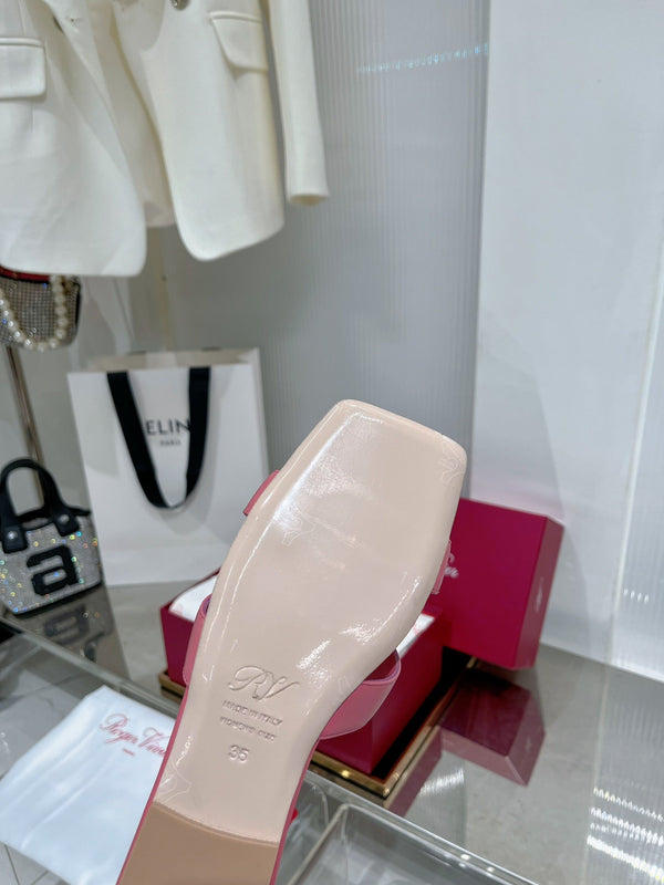 Viv Simple Slides Pink Cowhide 295938