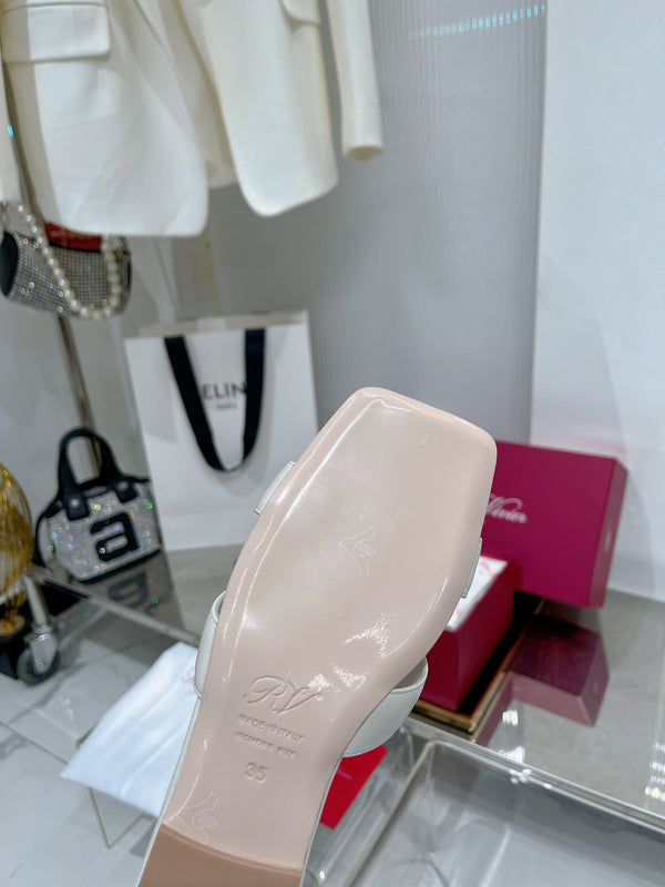 Viv Simple Slides White Cowhide 295937