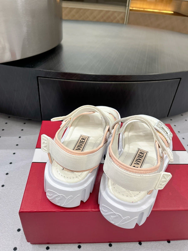 Viv Comfort Sandals White Pink Sheepskin 295955