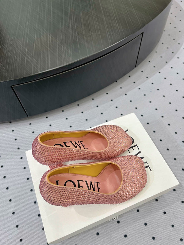 Loew pump 100 in suede and allover rhinestones pink