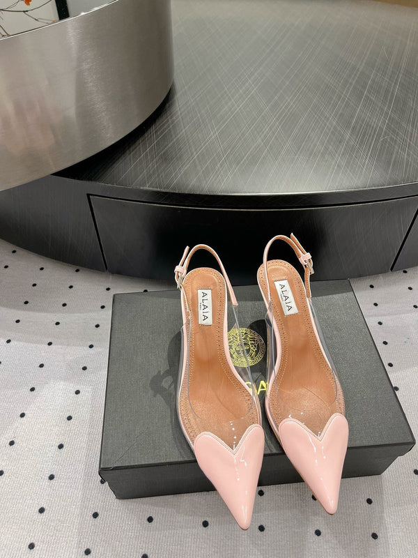 Alaila Le Cœur Slingbacks 60mm In Light Pink Glossy Lambskin 954823