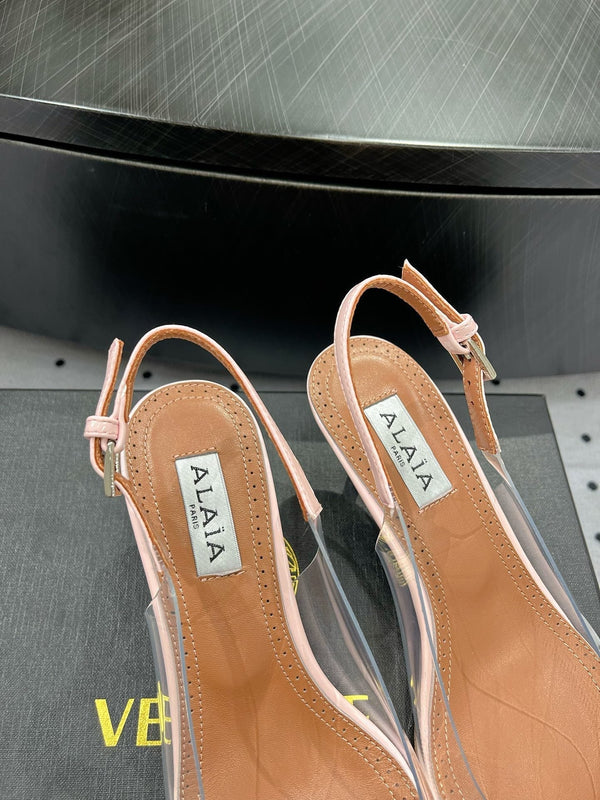 Alaila Le Cœur Slingbacks 60mm In Light Pink Glossy Lambskin 954823