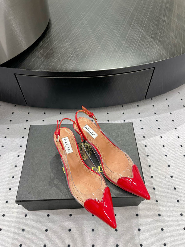 Alaila Le Cœur Slingbacks 60mm In Red Glossy Lambskin 954825