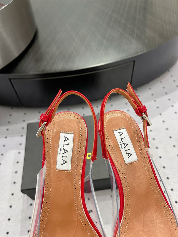 Alaila Le Cœur Slingbacks 60mm In Red Glossy Lambskin 954825