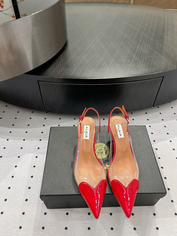 Alaila Le Cœur Slingbacks 60mm In Red Glossy Lambskin 954825