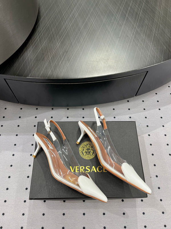 Alaila Le Cœur Slingbacks 60mm In White Glossy Lambskin 954827