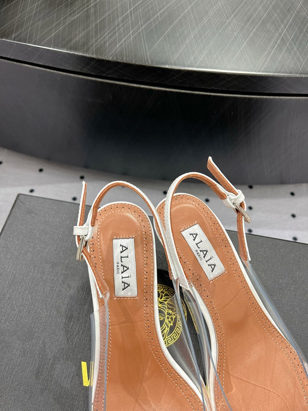 Alaila Le Cœur Slingbacks 60mm In White Glossy Lambskin 954827