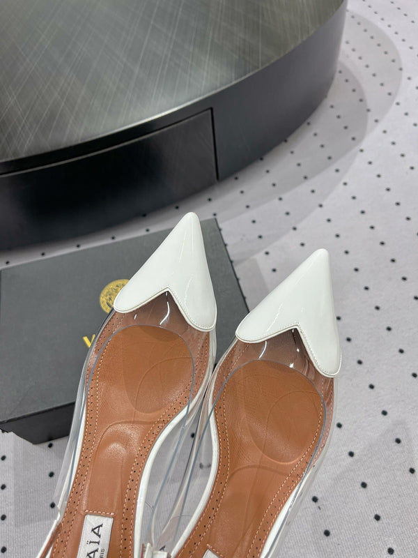 Alaila Le Cœur Slingbacks 60mm In White Glossy Lambskin 954827