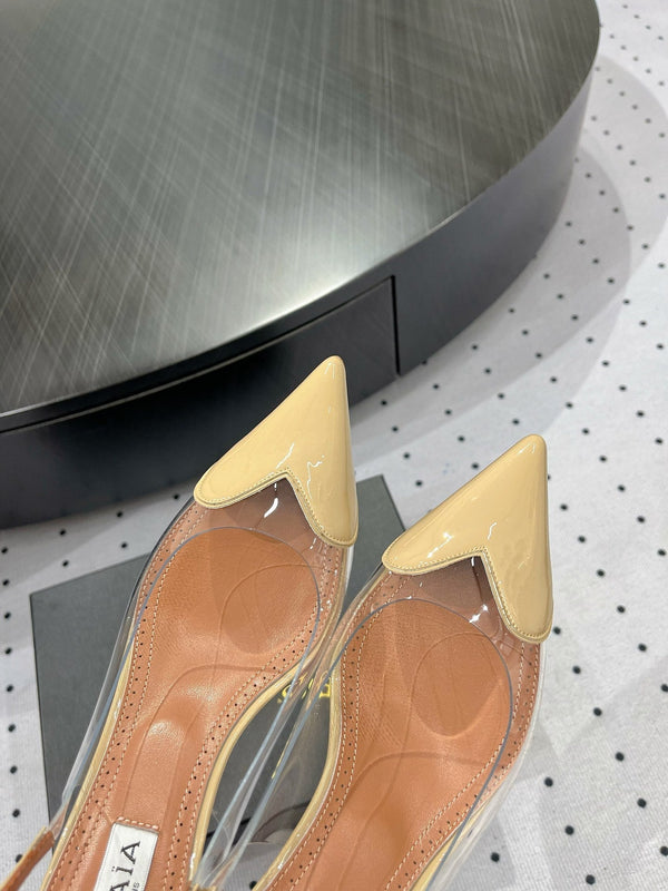 Alaila Le Cœur Slingbacks 60mm In Beige Glossy Lambskin 954829
