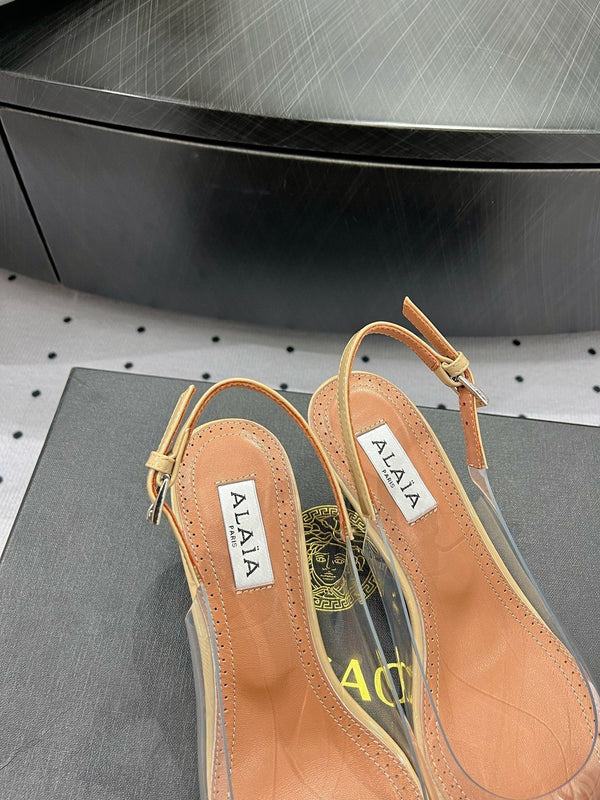 Alaila Le Cœur Slingbacks 60mm In Beige Glossy Lambskin 954829